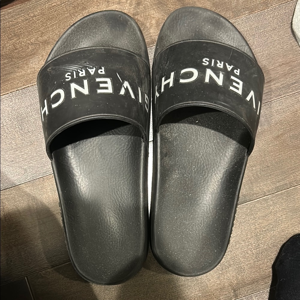 Givenchy Black Slide Sandals with White Logo